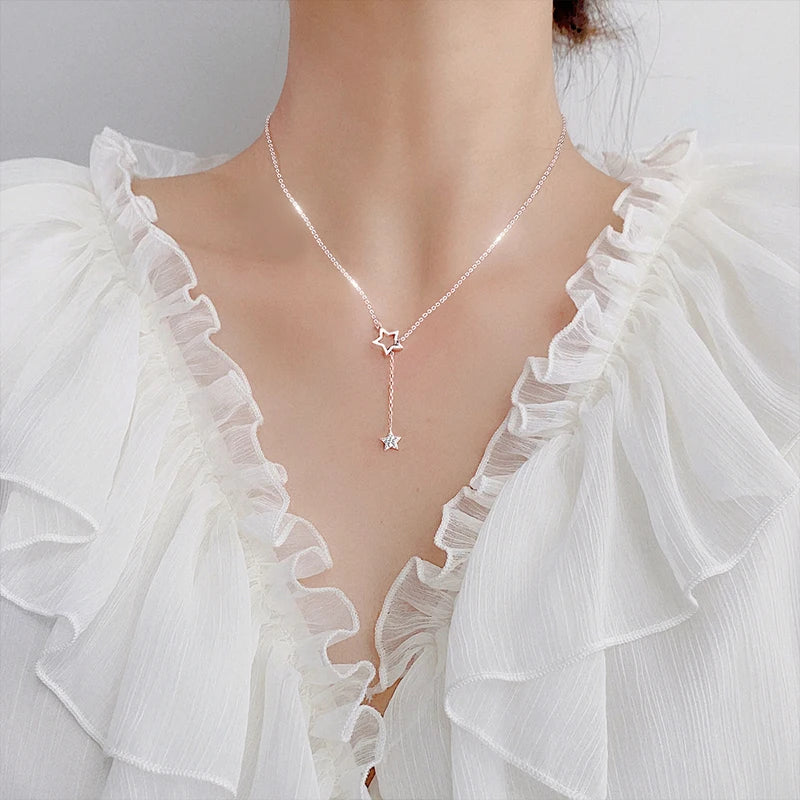925 Sterling Silver Star Choker Necklace