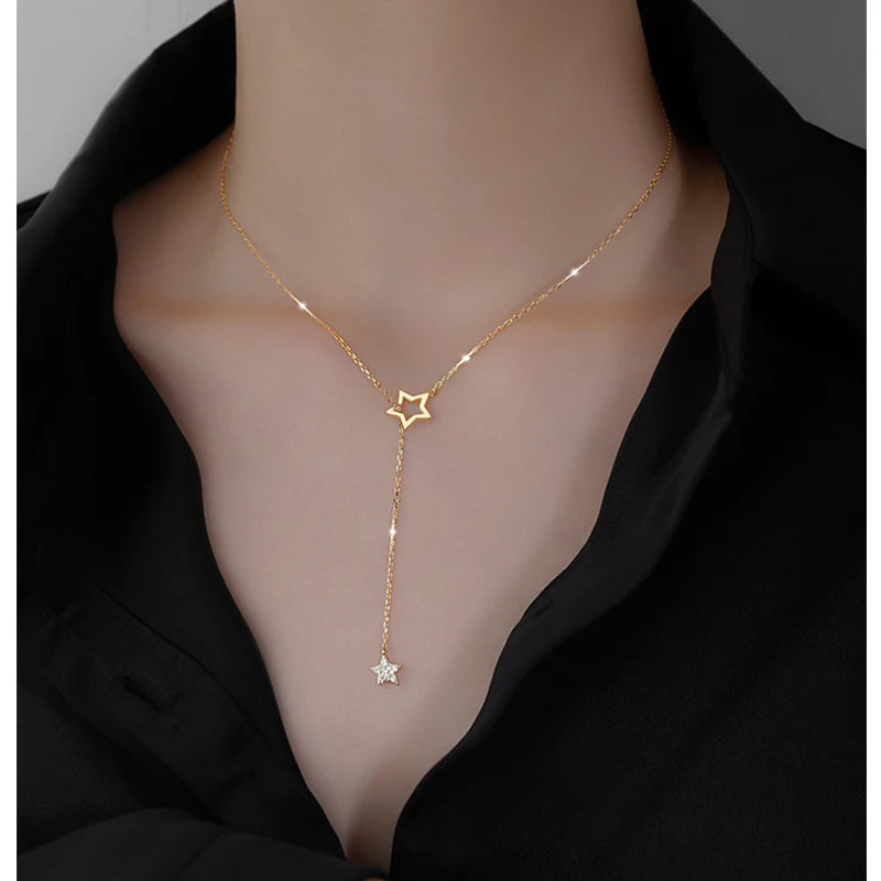 925 Sterling Silver Star Choker Necklace