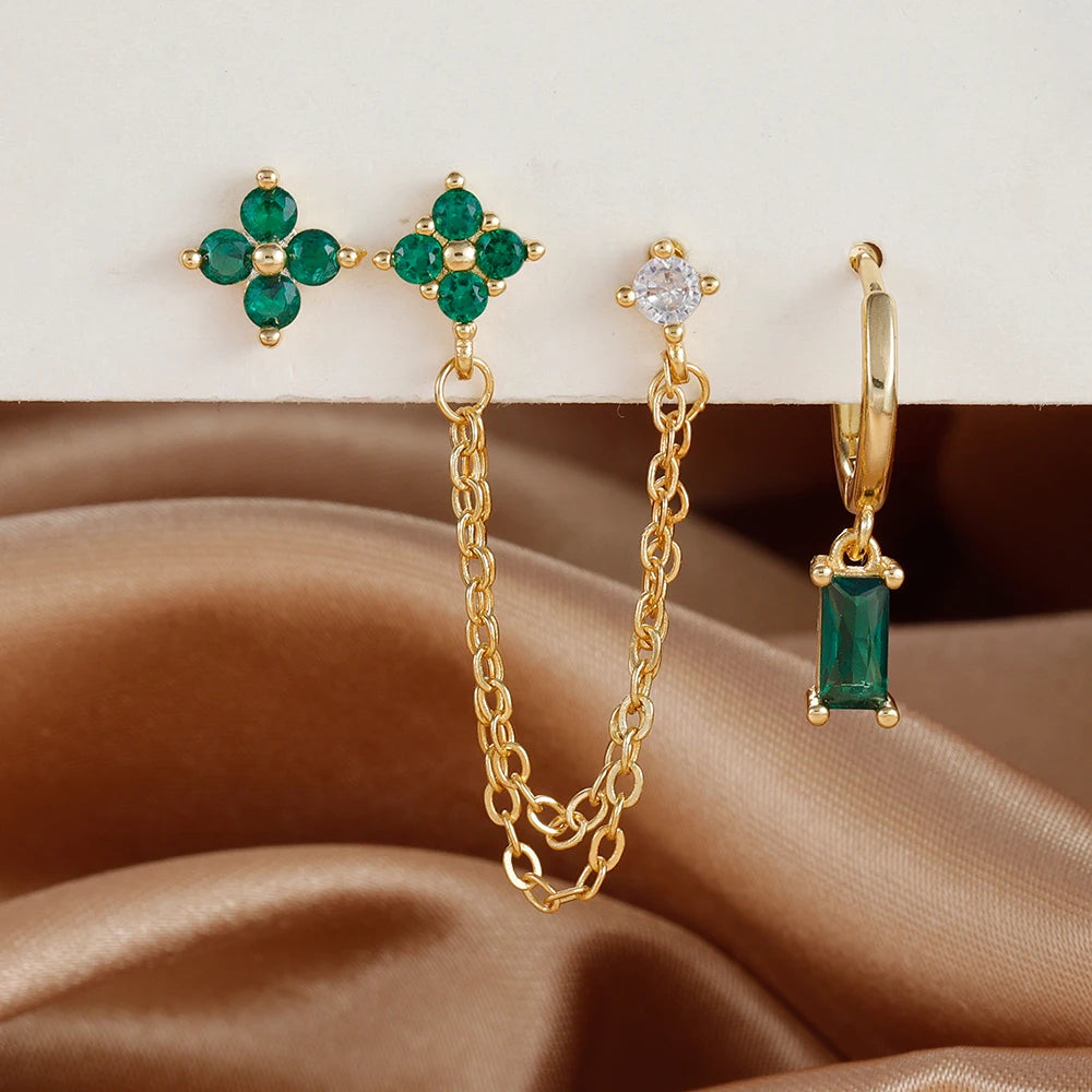 12 Constellation Birthstone Hoop Earring Set (3PCS)