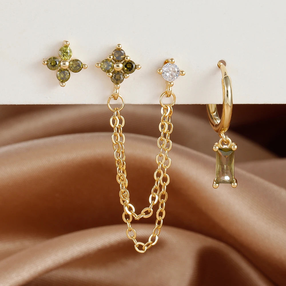 12 Constellation Birthstone Hoop Earring Set (3PCS)