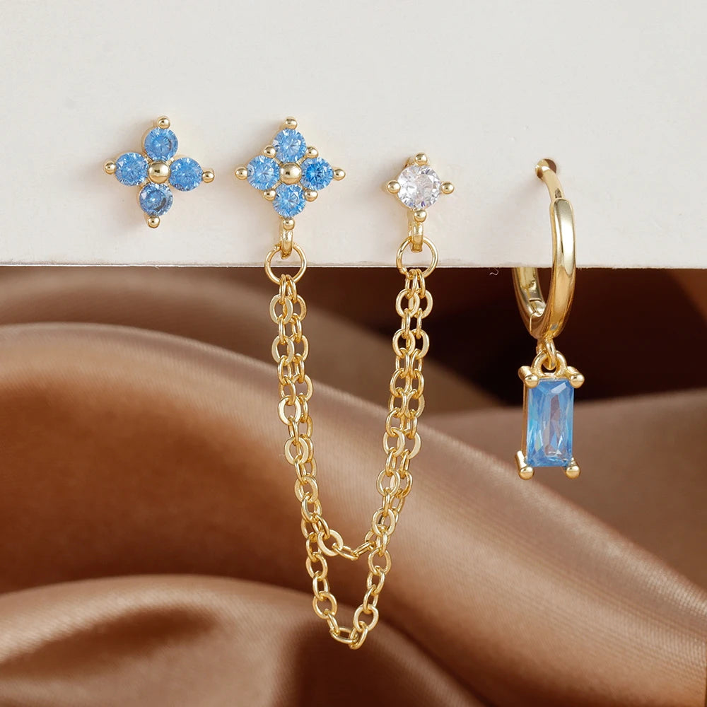 12 Constellation Birthstone Hoop Earring Set (3PCS)