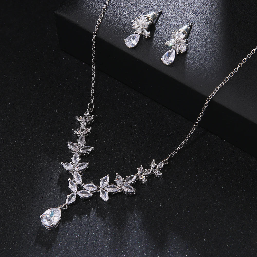 Classic Water Drop Pendant Necklace Jewelry Set