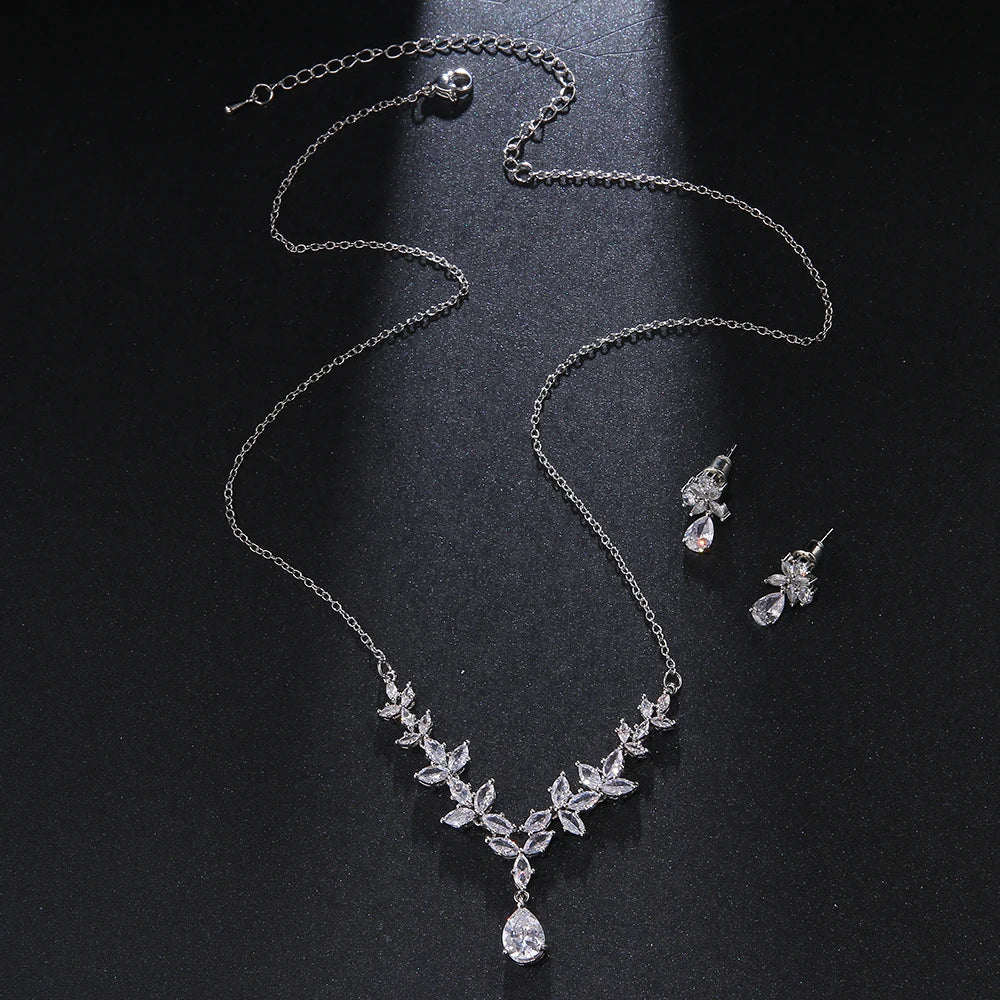 Classic Water Drop Pendant Necklace Jewelry Set