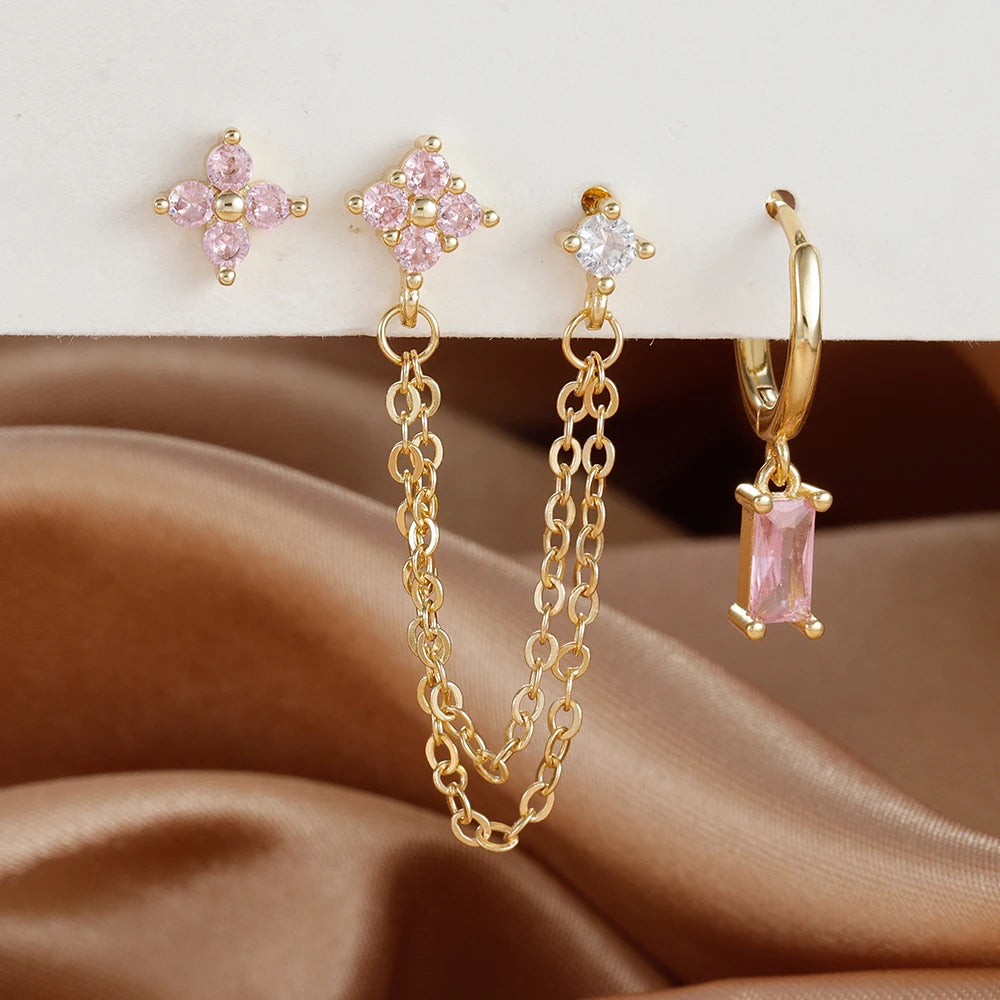 12 Constellation Birthstone Hoop Earring Set (3PCS)