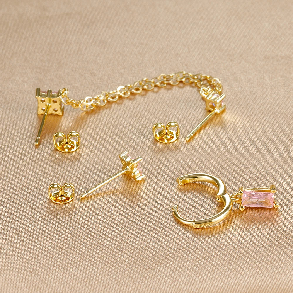 12 Constellation Birthstone Hoop Earring Set (3PCS)