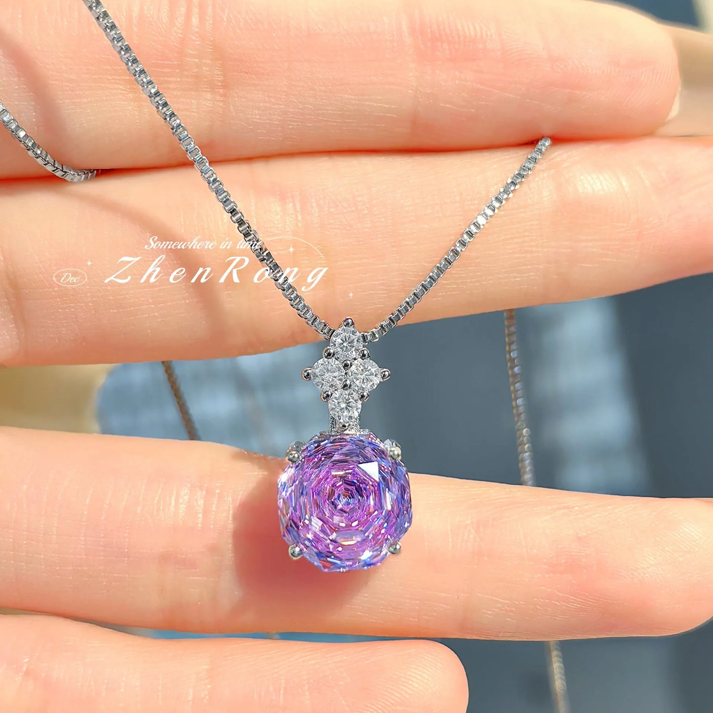 Bridal Jewelry Set – Ring Necklace and Earring Set in Purple, Pink, or Green