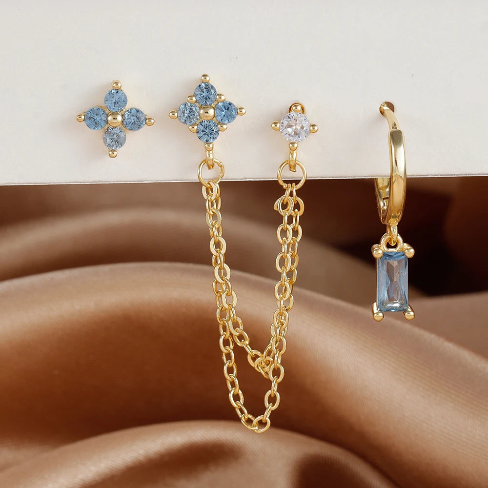 12 Constellation Birthstone Hoop Earring Set (3PCS)