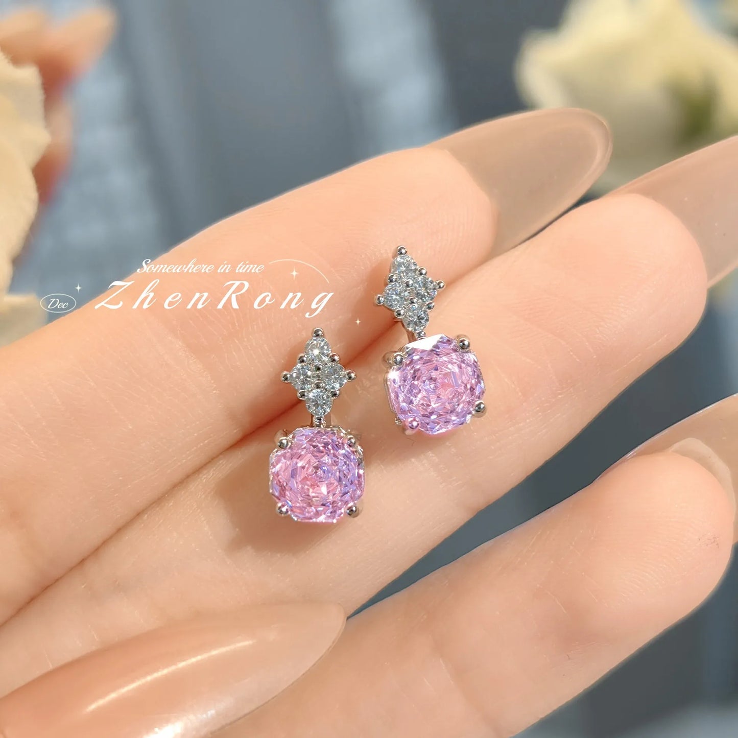 Bridal Jewelry Set – Ring Necklace and Earring Set in Purple, Pink, or Green
