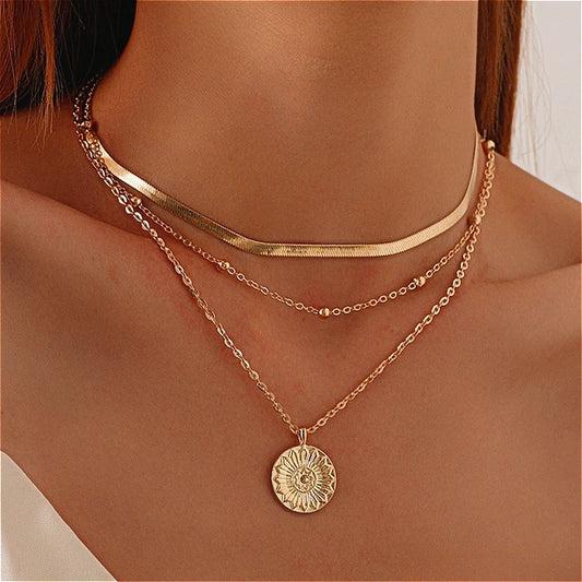 Elegant Three-Layer Plated Necklace