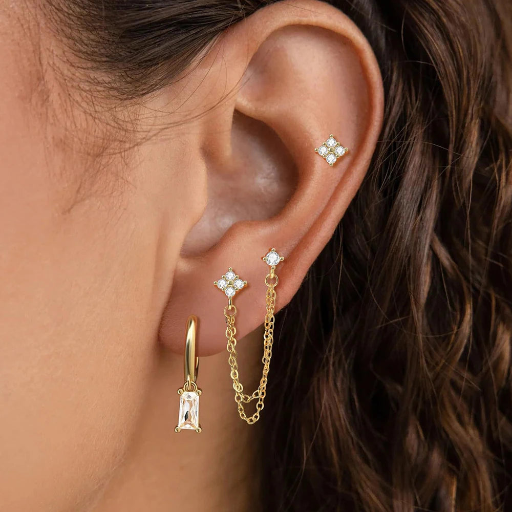 12 Constellation Birthstone Hoop Earring Set (3PCS)