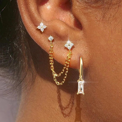 12 Constellation Birthstone Hoop Earring Set (3PCS)
