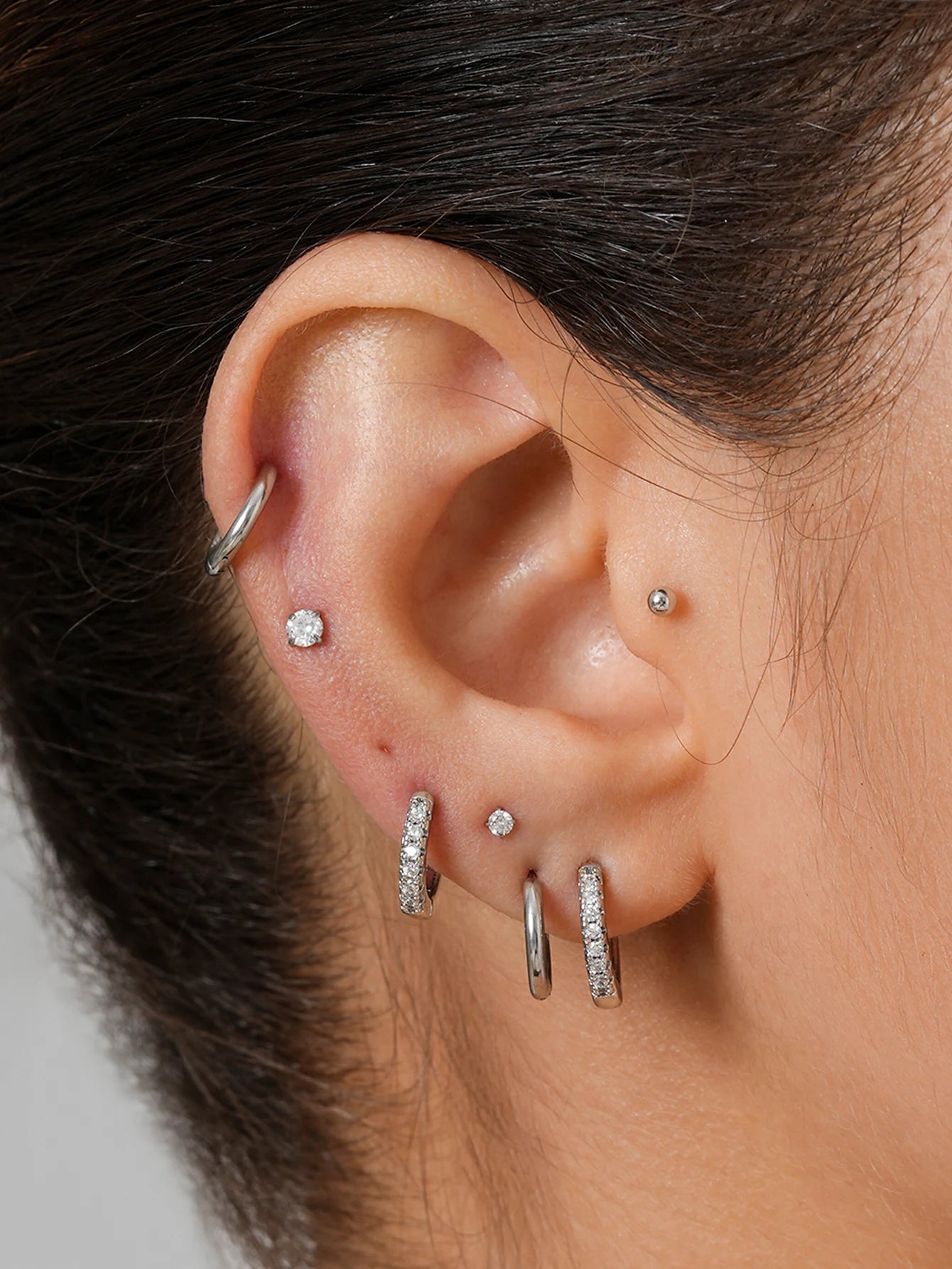 10 Pairs Small Gold Hoop Stud Earrings Set