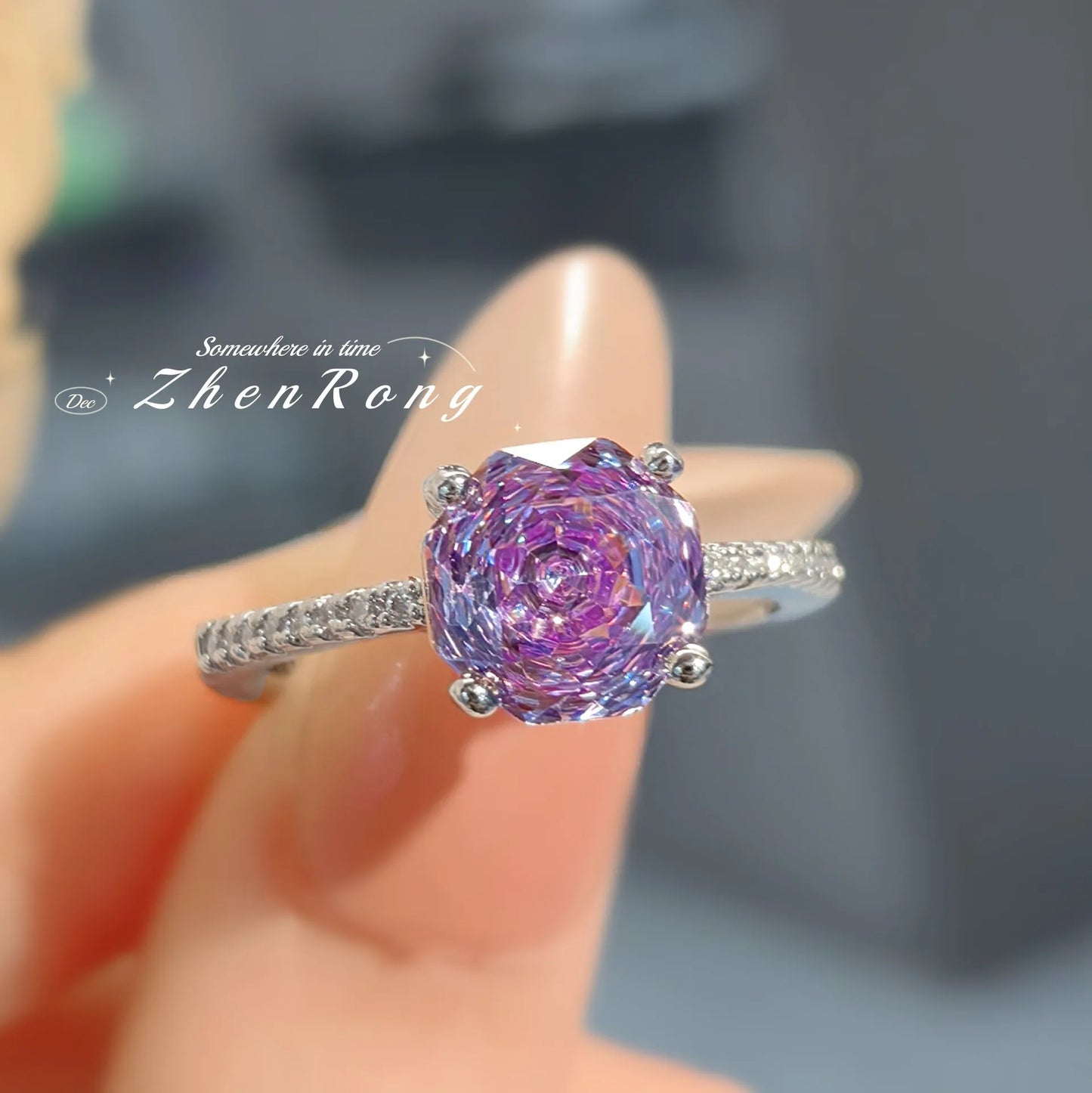 Bridal Jewelry Set – Ring Necklace and Earring Set in Purple, Pink, or Green