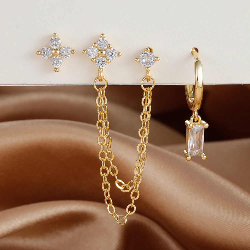12 Constellation Birthstone Hoop Earring Set (3PCS)