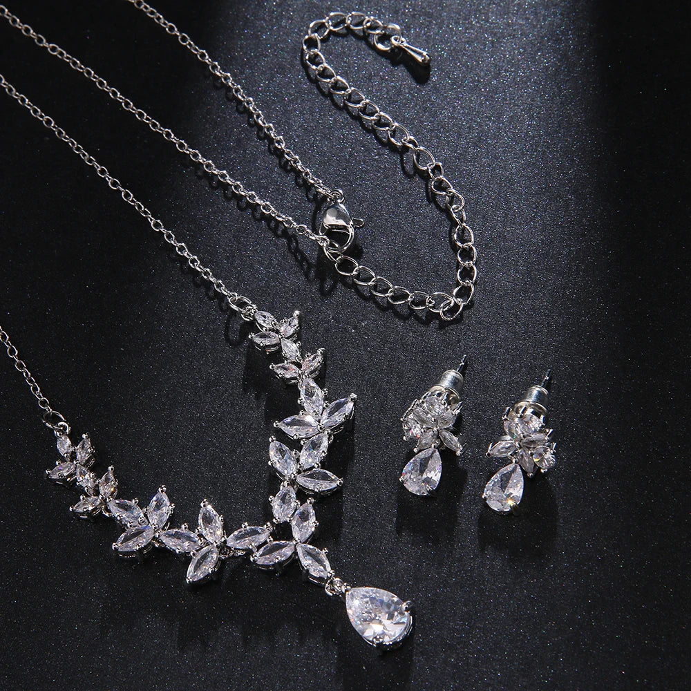 Classic Water Drop Pendant Necklace Jewelry Set