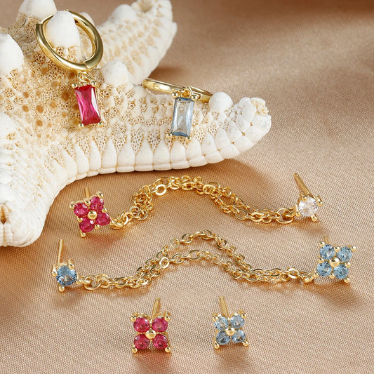 12 Constellation Birthstone Hoop Earring Set (3PCS)