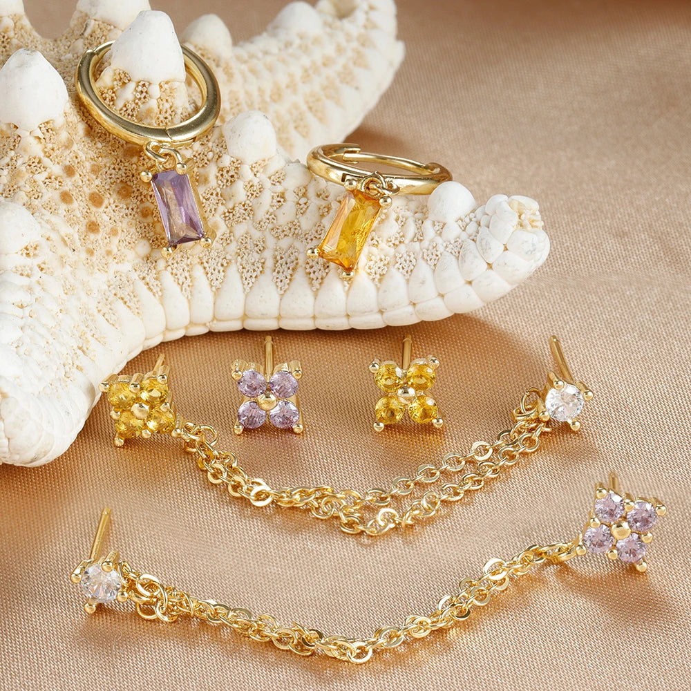 12 Constellation Birthstone Hoop Earring Set (3PCS)