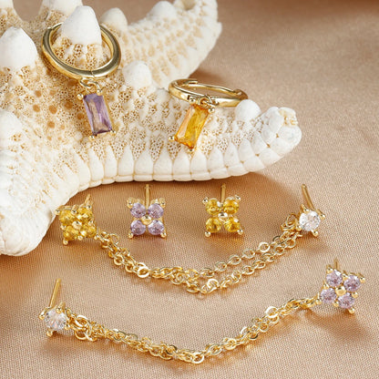 12 Constellation Birthstone Hoop Earring Set (3PCS)