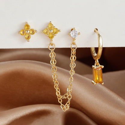 12 Constellation Birthstone Hoop Earring Set (3PCS)