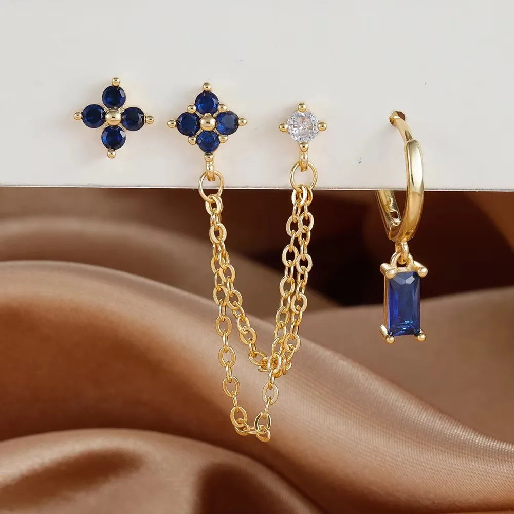 12 Constellation Birthstone Hoop Earring Set (3PCS)