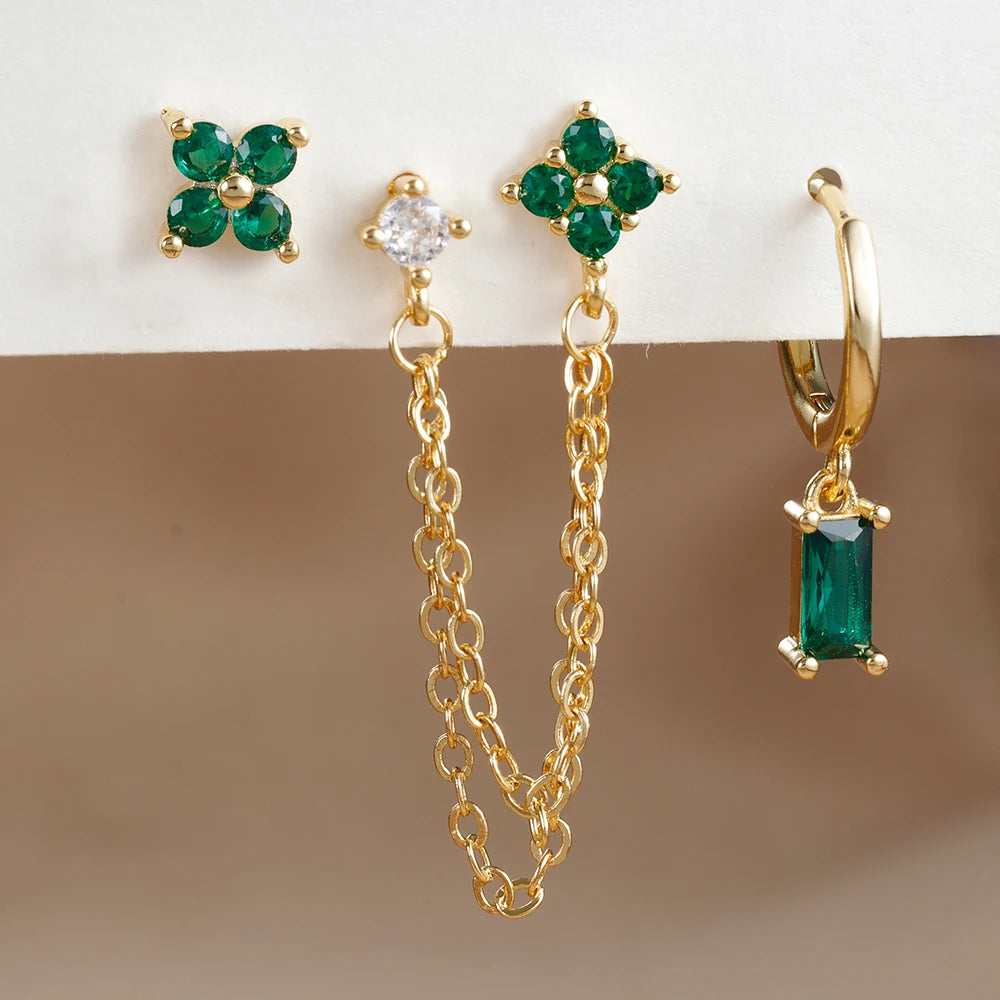 12 Constellation Birthstone Hoop Earring Set (3PCS)